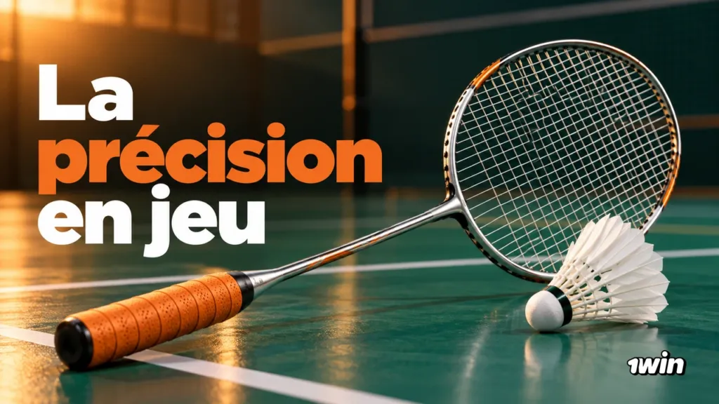 Raquette et volant de badminton sur un terrain vert.