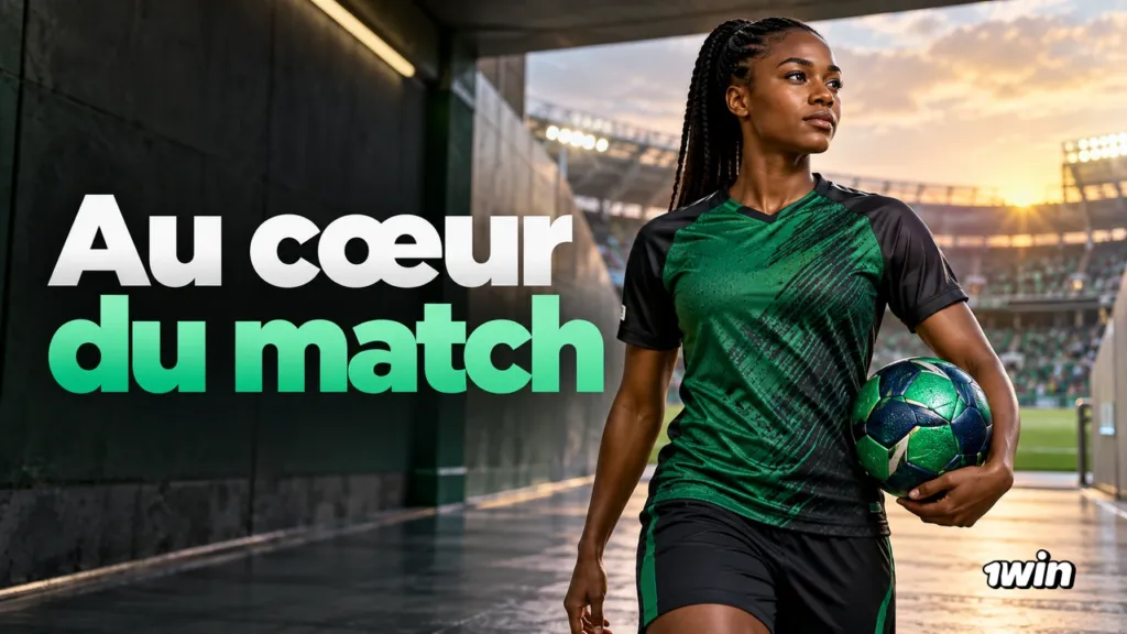 Footballeuse adulte tenant un ballon vert près d’un stade
